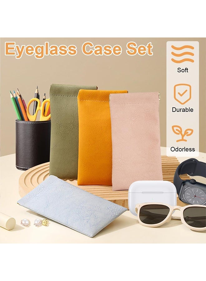 5 حافظات نظارات، حافظة نظارات قراءة جلدية محمولة، حقائب نظارات ناعمة قابلة للضغط بتصميم مناسب للجنسين - Image 5